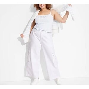 Women's Mid-Rise Wide Leg Cargo Baggy Jeans - Wild Fable Size 17